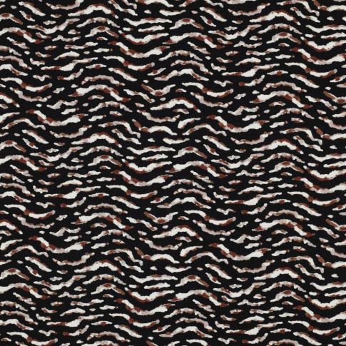 Tissu Jersey Viscose imprimé digital Zébré sur fond Noir