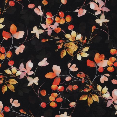 Tissu Viscose Digital Eva sur fond Noir