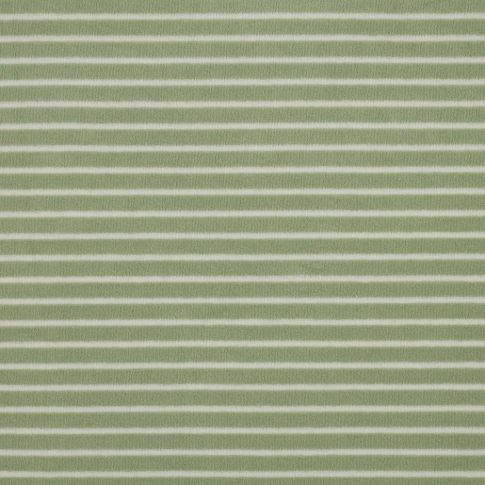 Tissu Jersey Velours Eponge Rayé sur fond Vert