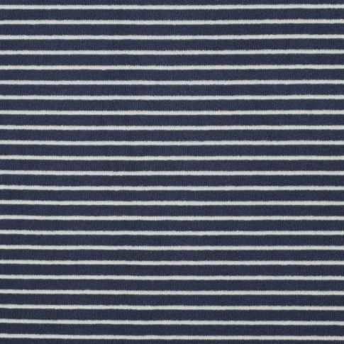 Tissu Jersey Velours Eponge Rayé sur fond Bleu marine