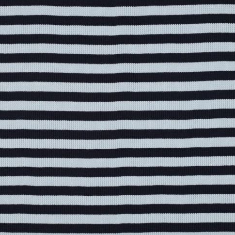 Tissu Jersey Bord Cote Rayé Marine sur fond Bleu