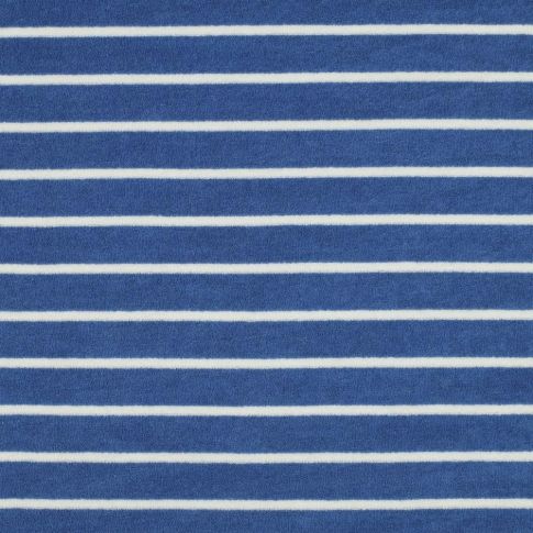 Tissu Jersey Eponge Poppy Rayures blanches sur fond Bleu