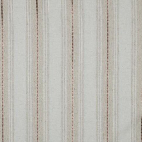 Tissu Lin mélangé Rayures camel sur fond Ecru