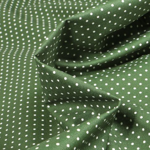 Tissu Coton enduit Little dots sur fond Vert épicéa