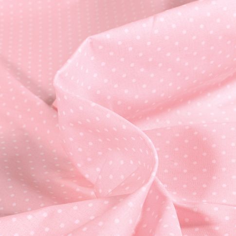 Tissu Coton enduit Little dots sur fond Rose clair