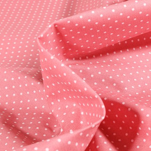 Tissu Coton enduit Little dots sur fond Rose