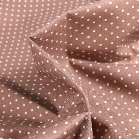 Tissu Coton enduit Little dots sur fond Cappuccino