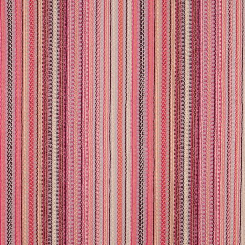 Tissu Maille ajouré Rayures sur fond Rose