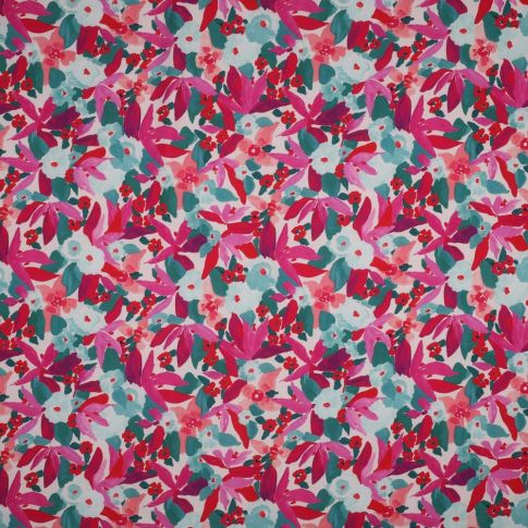 Tissu Viscose Digital Fleuris Nerida Hansen Framboise