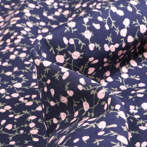 Tissu Viscose Sélina sur fond Bleu nuit
