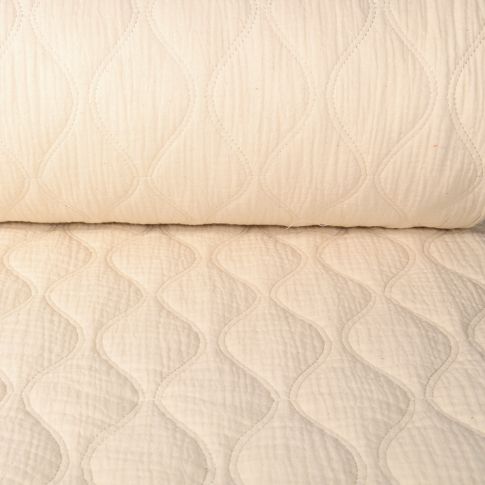 Tissu Double gaze Matelassée réversible uni Ecru