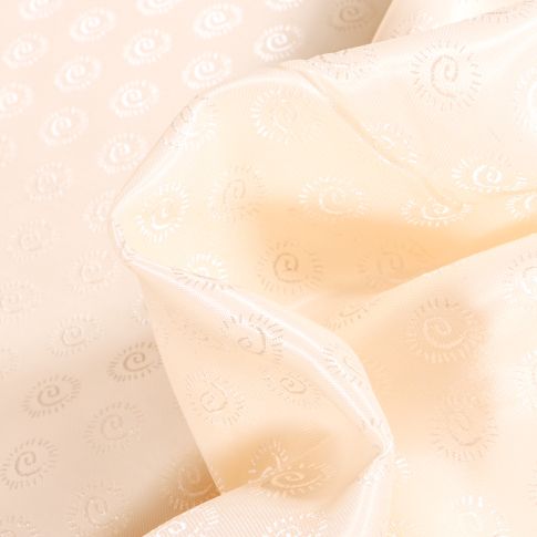 Tissu Satiné Cercles tourbillon sur fond Blanc cassé