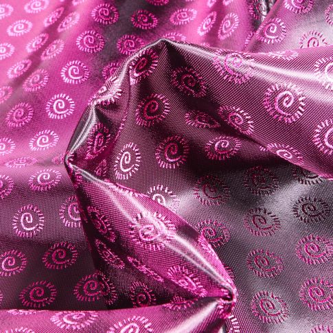 Tissu Satiné Cercles tourbillon sur fond Violet