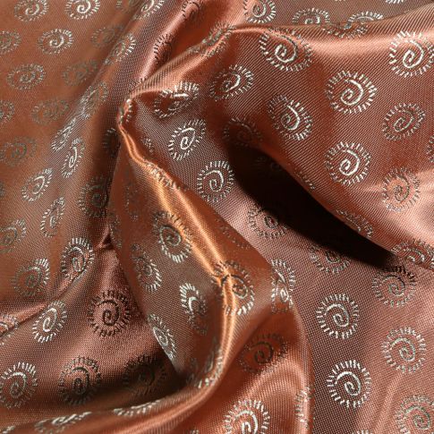 Tissu Satiné Cercles tourbillon sur fond Marron