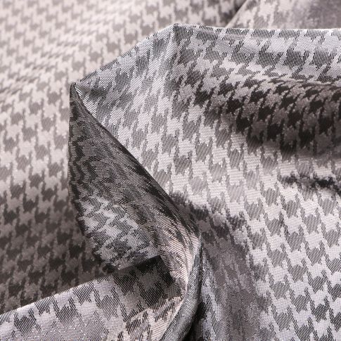 Tissu Satiné Pieds de poules sur fond Gris