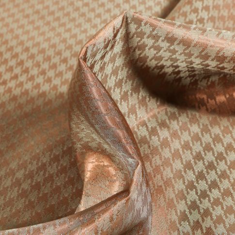 Tissu Satiné Pieds de poules sur fond Bronze