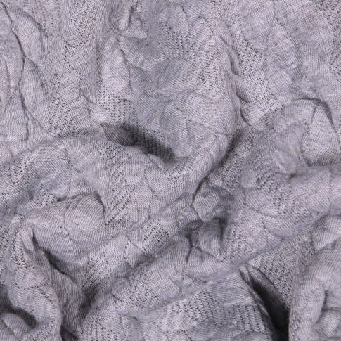 Coupon Tissu Sweat  Tresse large sur fond Gris chiné - Coupon de 30 cm