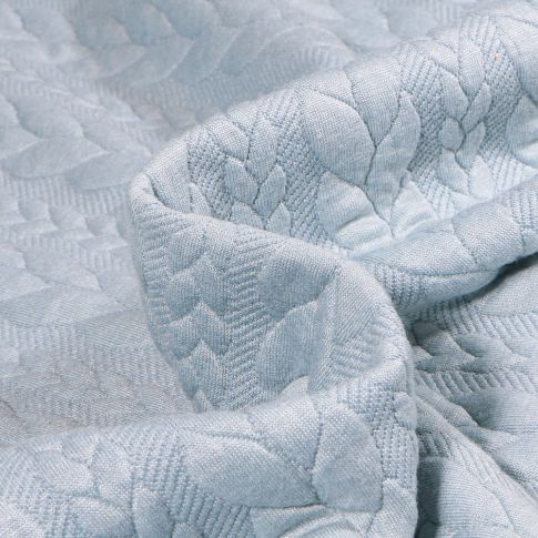 Tissu Sweat effet Maille tressée Lena Bleu ciel