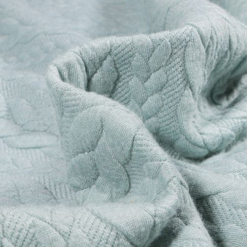 Tissu Sweat effet Maille tressée Lena Bleu céladon