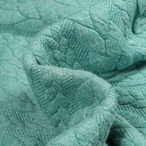 Tissu Sweat effet Maille tressée Lena Vert menthe