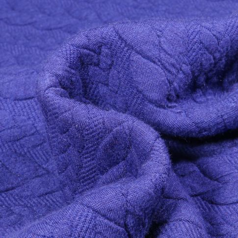Tissu Sweat effet Maille tressée Lena Bleu roi