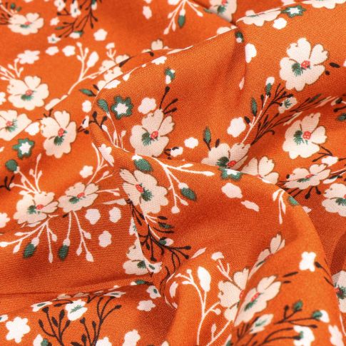 Tissu Viscose Rafaela sur fond Orange
