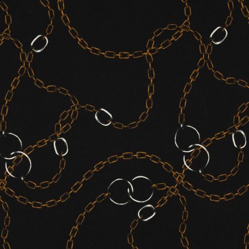 Tissu Jersey Milano chaine Rome doré sur fond Noir profond