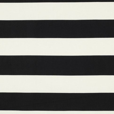 Tissu Toile Canvas rayures Marinella noires sur fond Blanc cassé