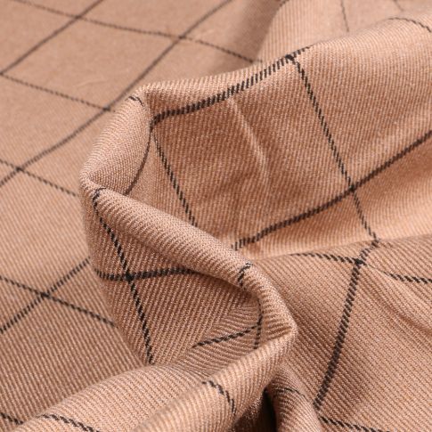 Tissu Gabardine de Viscose à carreaux  Beige