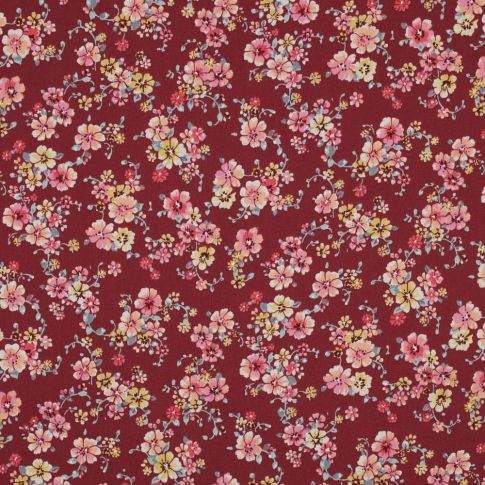 Tissu Coton enduit Mia sur fond Rouge
