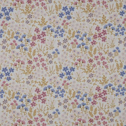 Tissu Coton enduit Talia sur fond Ecru
