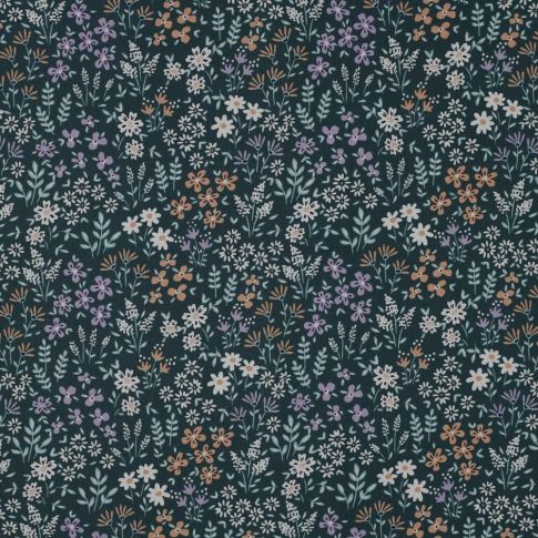 Tissu Coton enduit Talia sur fond Bleu pétrole