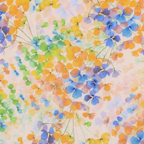 Tissus Viscose fleurs Radiance multicolores sur fond Crème
