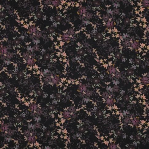 Tissu Viscose extensible Miel sur fond Noir