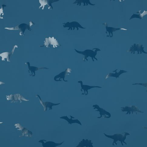 Tissu Imperméable dino brillant Timo sur fond Bleu pétrole