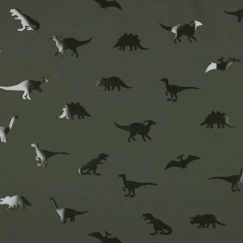 Tissu Imperméable dino brillant Timo sur fond Vert profond