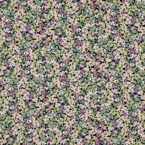 Tissu Viscose imprimé Célia sur fond Vert