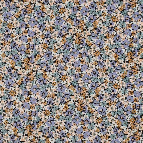 Tissu Viscose imprimé Célia sur fond Bleu lavande