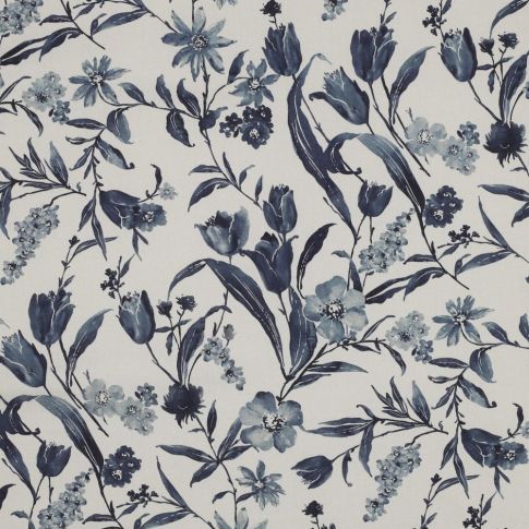 Tissu Coton imprimé Fleuris Lolo sur fond Blanc