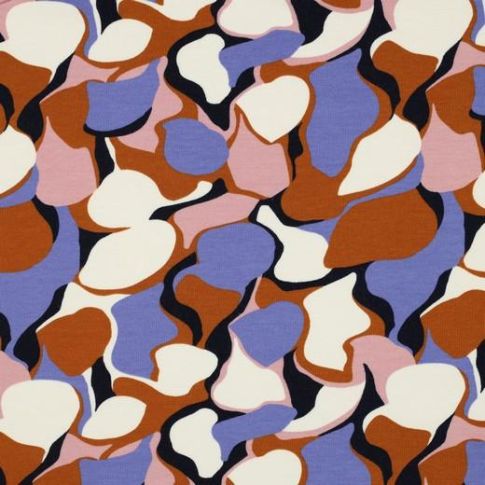 Tissu Sweat léger envers molleton Lilou sur fond Terracotta
