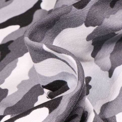 Tissu Jersey coton US Camouflages sur fond Gris clair