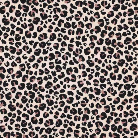 Tissu Jersey stretch Onyxa léopard Noirs sur fond Beige