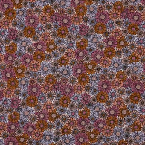 Tissu Popeline de Coton Poppy Floral Vieux rose