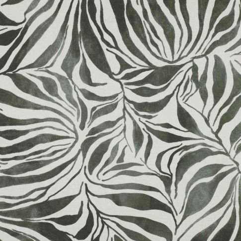 Tissu Toile Canvas Zebrana gris sur fond Blanc cassé