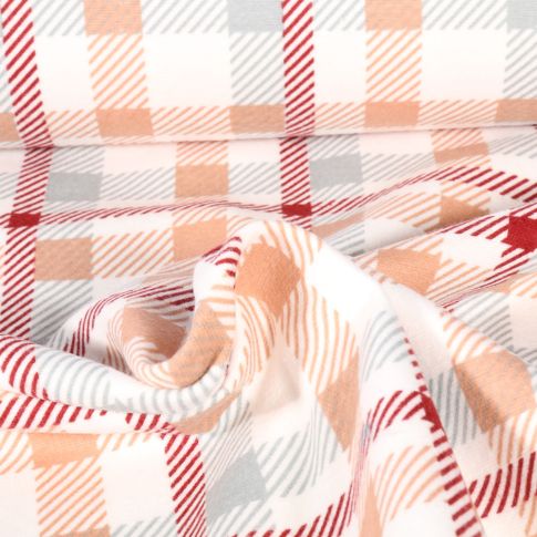 Tissu Flanelle de Coton Lilou sur fond Rouge
