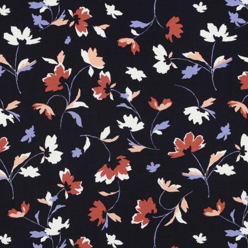 Tissu Viscose stretch Bia sur fond Bleu nuit