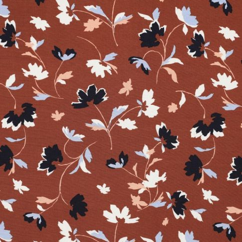 Tissu Viscose stretch Bia sur fond Terracotta