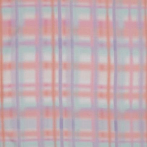 Tissu Viscose Digital Carreaux batik Saumon sur fond Blanc