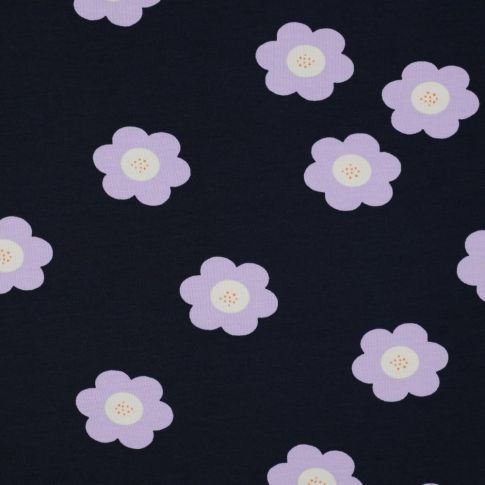 Tissu Jersey Coton Fleurs Oli