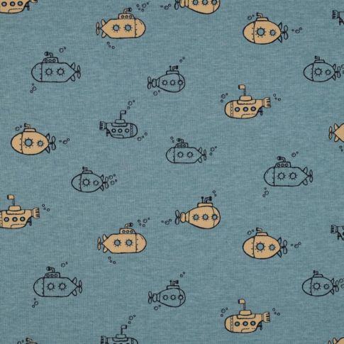 Tissu Jersey Coton Soumsoum sur fond Bleu